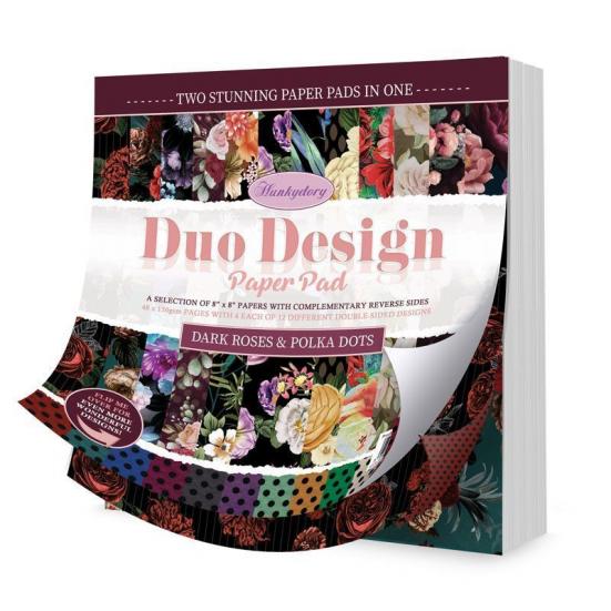 Designpapier Dark Roses & Polka Dots