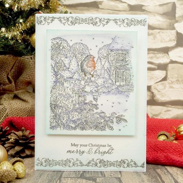 Motivstempel Little Red Robin's Winter Garden