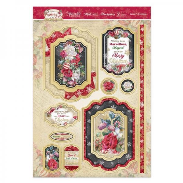 Topper Set Forever Floral Festive Rose Season's Greetings