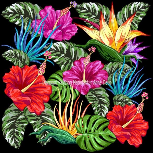 Diamond Painting Tropical Flowers, 179 Farben rund